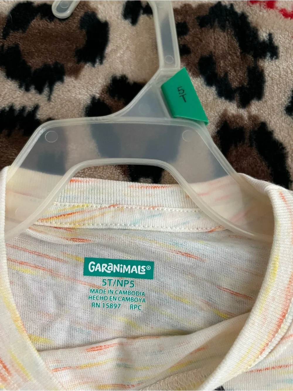 Garanimals Cream Short Sleeve Tee with Teal & Orange Shark Graphic